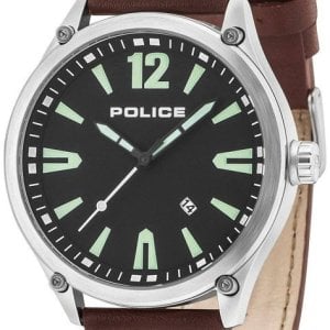 Police Herrklocka PL15244JBS.02 Denton Svart/Läder Ø48 mm