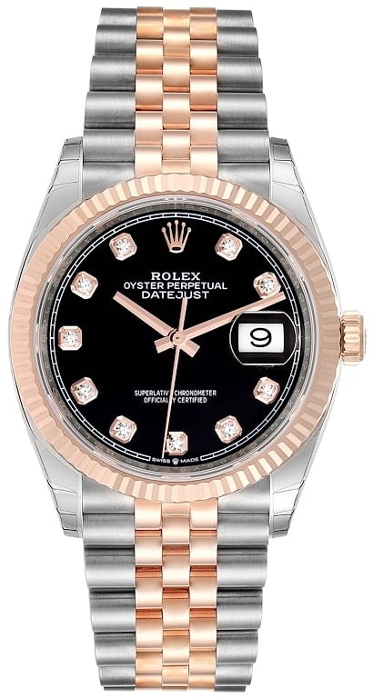 Rolex Damklocka 126231-0019 Datejust 36 Svart/18 karat roséguld Ø36