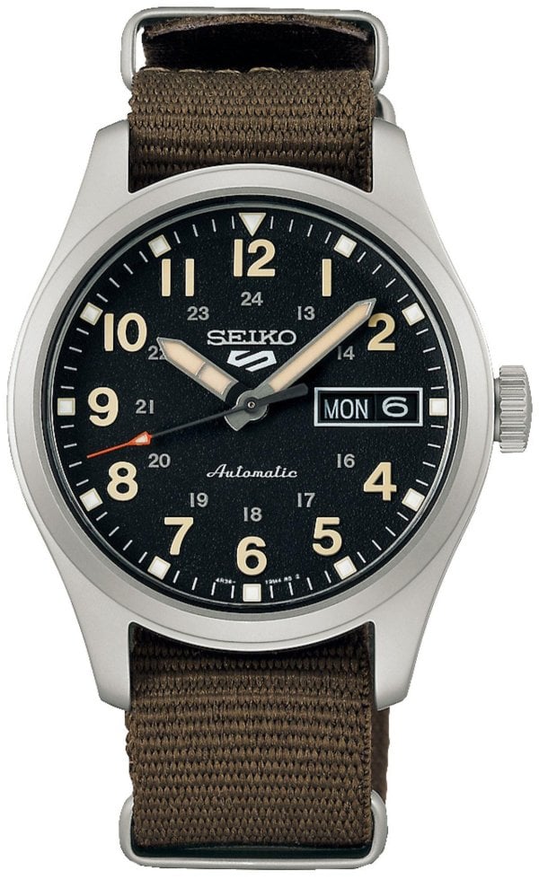 Seiko 5 Sports Herrklocka SRPJ85K1 Svart/Textil Ø36 mm