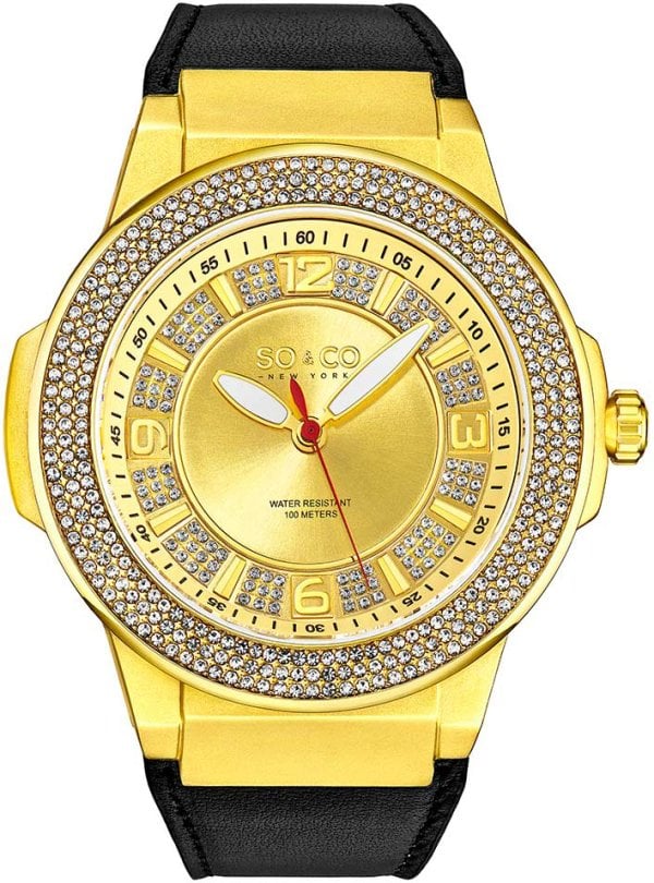So & Co New York Herrklocka 5565L.2 Madison Guld/Läder Ø48 mm