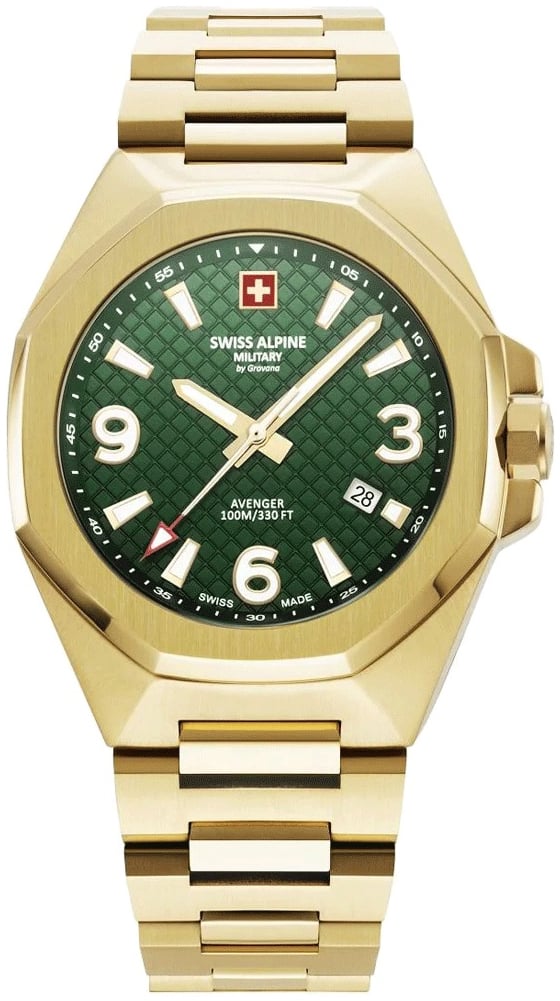 Swiss Alpine Military Herrklocka 7005.1114 Typhoon Grön/Gulguldtonat