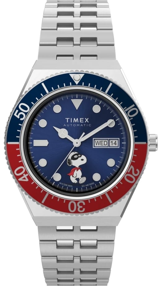 Timex TW2W49600 Marlin Peanuts Snoopy Flying Ace Silverfärgad/Läder