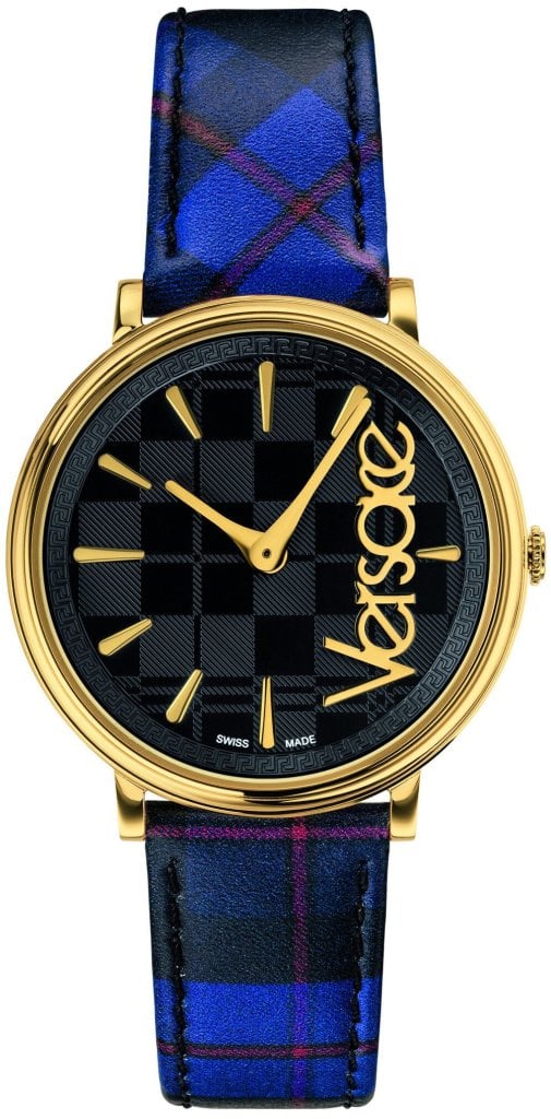 Versace Damklocka VE8100218 V Circle Blå/Läder Ø38 mm
