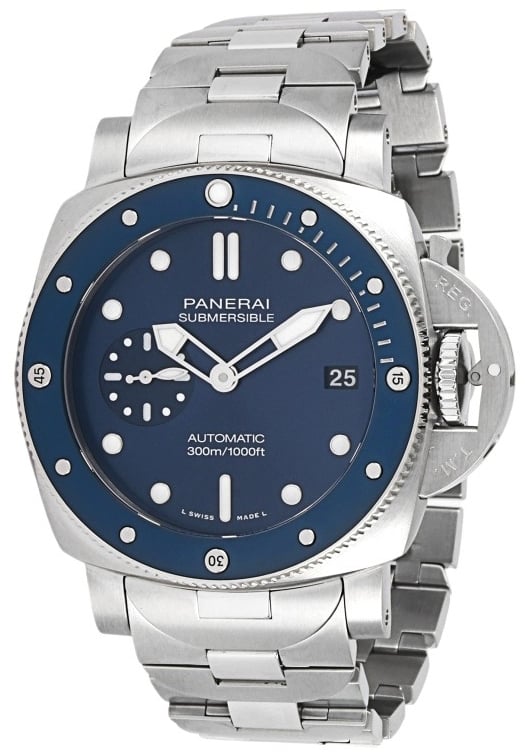 Panerai Herrklocka PAM02068 Submersible Blå/Stål Ø42 mm