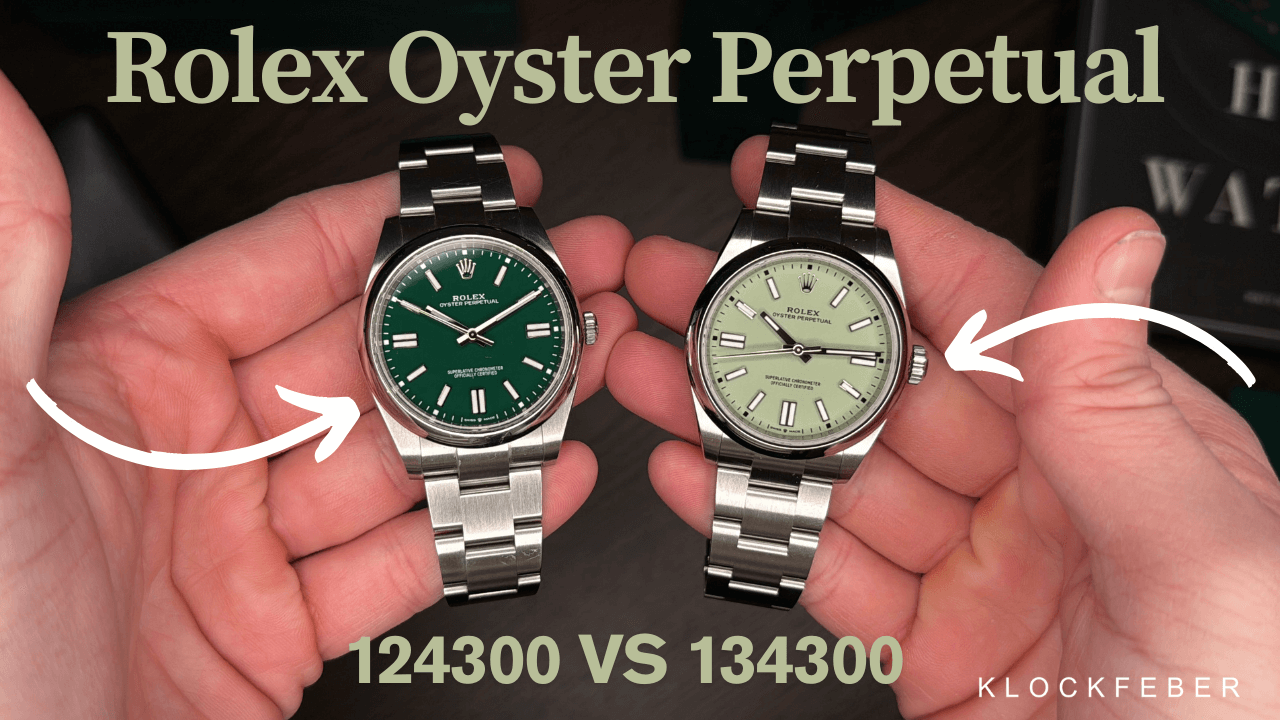 rolex oyster perpetual 41mm comparison pistachio vs dark green 124300 vs 134300 thumbnail