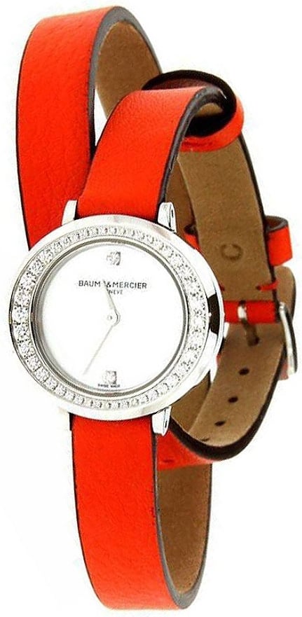 Baume & Mercier Damklocka M0A10290 Promesse Vit/Läder Ø22 mm
