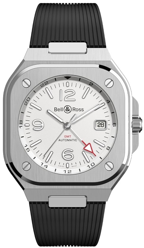 Bell & Ross Herrklocka BR05G-SI-ST/SRB BR 05 GMT Vit/Gummi Ø41 mm