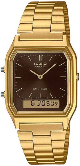 Casio AQ-230GA-5AMQYES Vintage Brun/Gulguldtonat stål