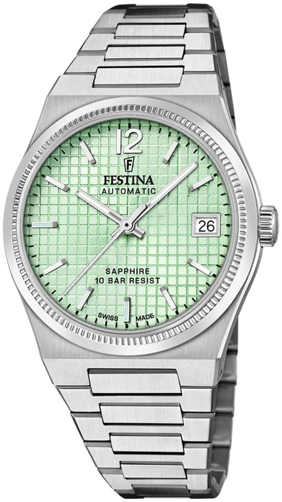Festina Damklocka F20029-3 Swiss Made Grön/Stål Ø35 mm