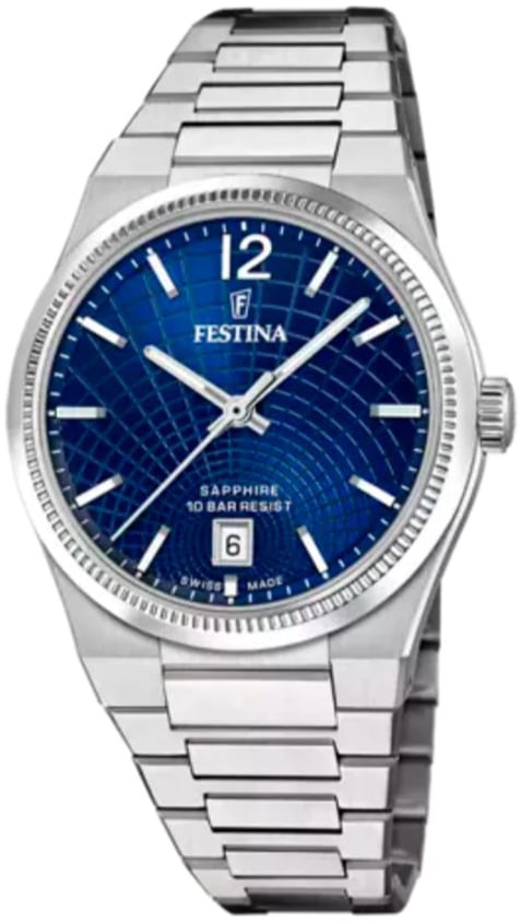 Festina Damklocka F20052-7 Swiss Made Blå/Stål Ø35 mm