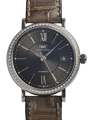 IWC Damklocka IW458104 Portofino Grå/Läder Ø37 mm