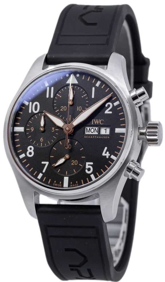 IWC Herrklocka IW388116 Pilots Svart/Gummi Ø41 mm