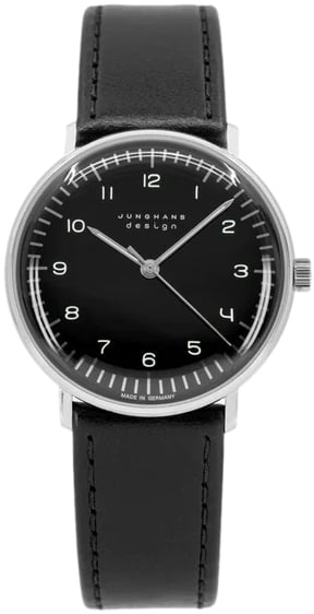 Junghans Damklocka 27/3702.02 Max Bill Svart/Läder Ø34 mm