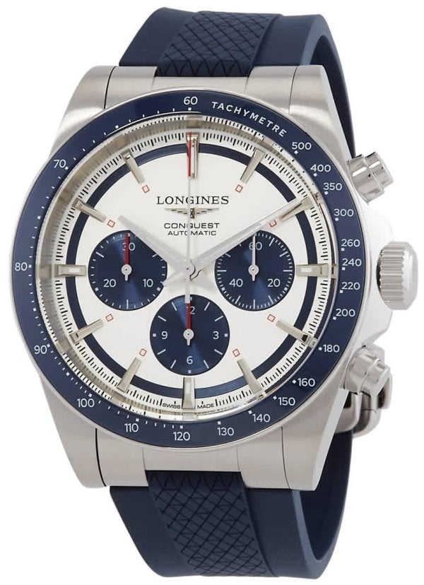 Longines Herrklocka L3.835.4.98.9 Conquest Silverfärgad/Gummi Ø42 mm