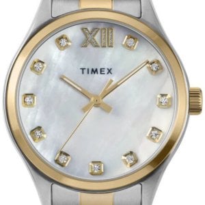 Timex Damklocka TW2W85500 Legacy Vit/Gulguldtonat stål Ø34 mm