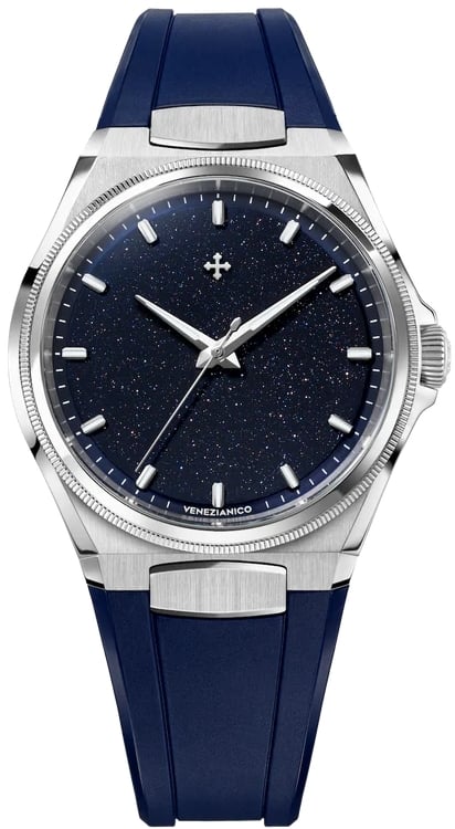 Venezianico Herrklocka 6221550 Arsenale Avventurina Blå/Gummi Ø40 mm