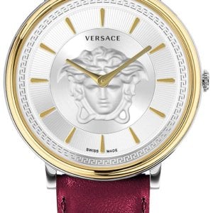 Versace Damklocka VE8101819 V Circle Silverfärgad/Läder Ø38 mm