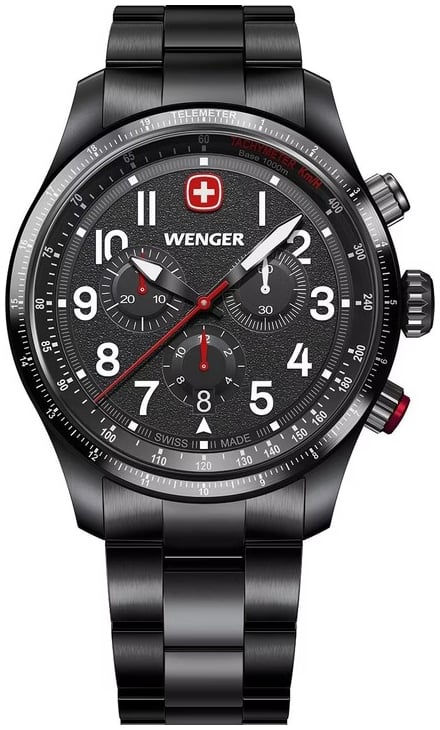 Wenger Herrklocka 01.0543.117 Terragraph Svart/Stål Ø43 mm