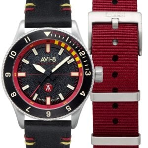 AVI-8 Herrklocka AV-4103-01 Flyboy Tuskegee Airmen Svart/Läder Ø40
