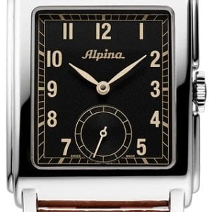 Alpina Herrklocka AL-530BA3C6 Heritage Carree Svart/Läder 39x32.5 mm