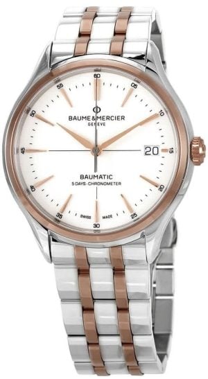 Baume & Mercier Herrklocka M0A10458 Clifton Vit/Roséguldstonat