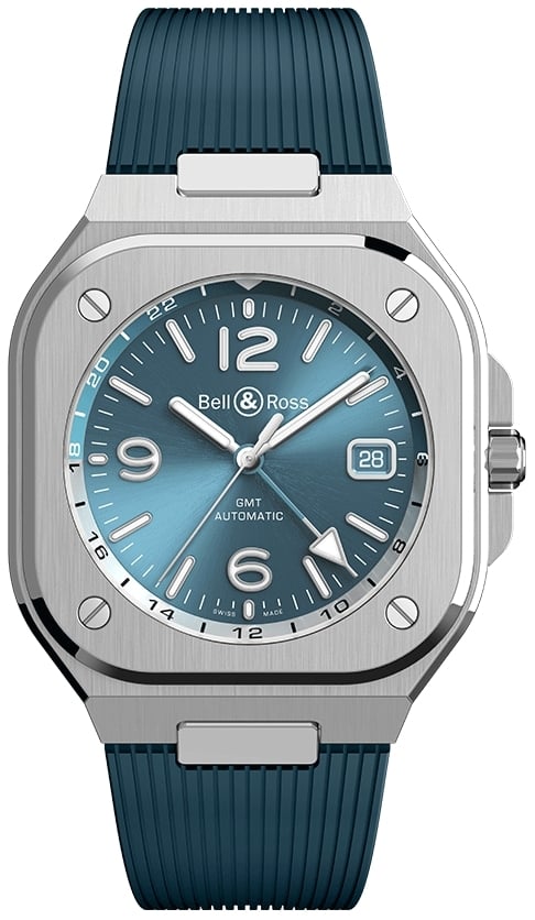 Bell & Ross Herrklocka BR05G-PB-ST/SRB BR 05 GMT Blå/Gummi Ø41