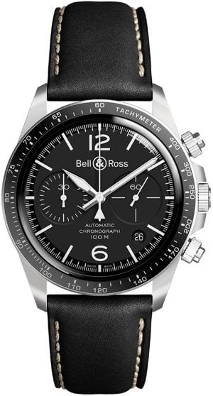Bell & Ross Herrklocka BRV294-BL-ST/SCA Vintage Svart/Läder Ø41