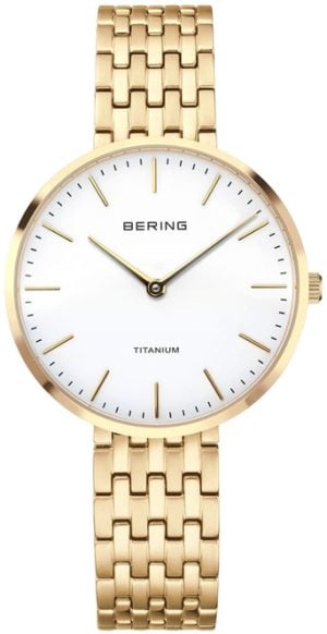 Bering Damklocka 19334-334 Titanium Vit/Gulguldtonat stål Ø34 mm