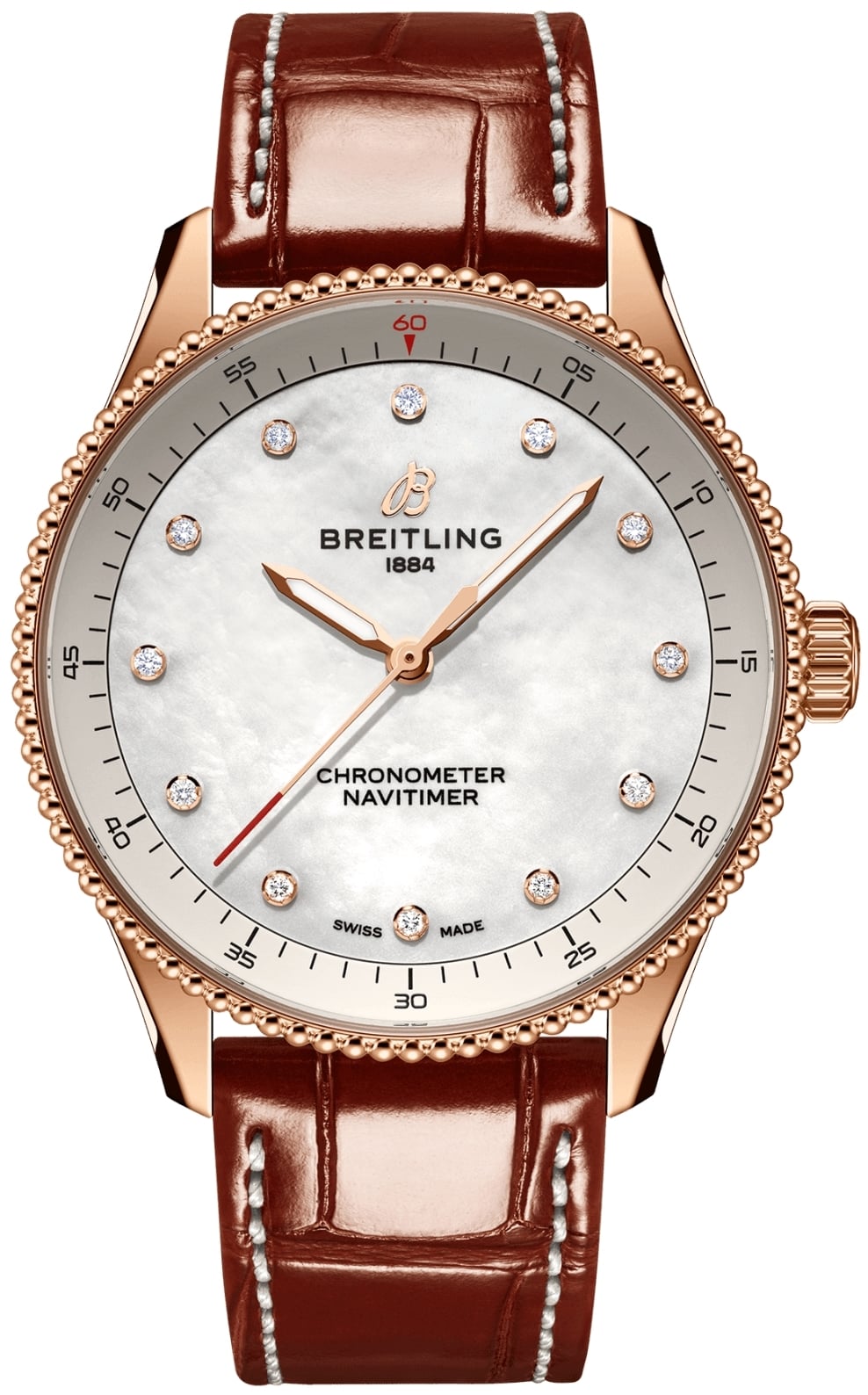 Breitling damklocka r77320e61a1p1 navitimer 32 vit/läder ø32 mm breitling damklocka r77320e61a1p1 navitimer 32 vit/läder ø32 mm
