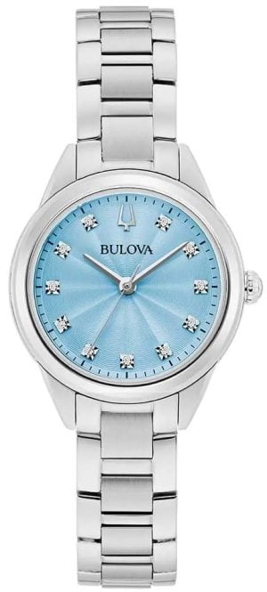 Bulova Damklocka 96P250 Sutton Blå/Stål Ø28 mm