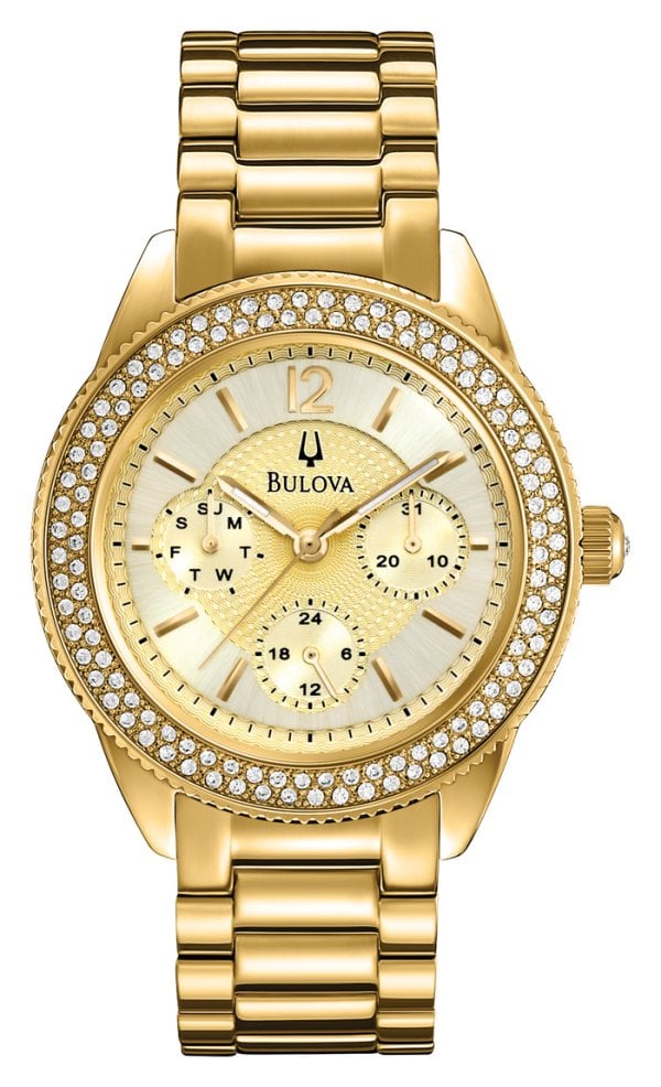 Bulova Damklocka 97N102 Crystal Guld/Gulguldtonat stål Ø38 mm