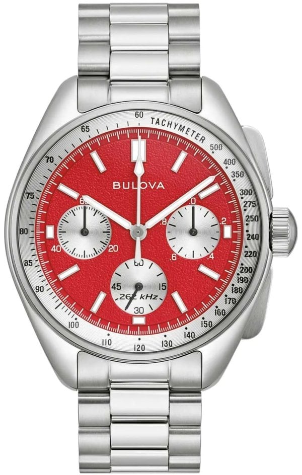 Bulova Herrklocka 96K115 Lunar Pilot Röd/Stål Ø43 mm