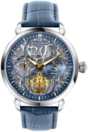 Carl von Zeyten Herrklocka CVZ0005BLGS Neukirch Blå/Läder Ø45 mm