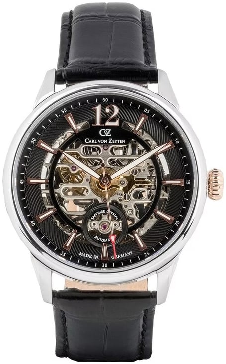 Carl von Zeyten Herrklocka CVZ0080BKRS Schramberg Svart/Läder Ø43 mm