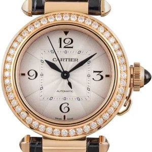 Cartier Damklocka WJPA0012 Pasha De Silverfärgad/Läder Ø35 mm