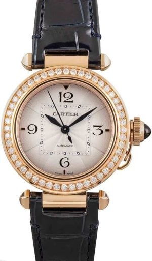 Cartier Damklocka WJPA0012 Pasha De Silverfärgad/Läder Ø35 mm