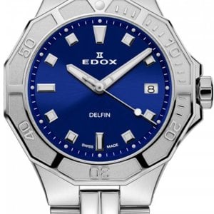 Edox Damklocka 53020-3M-BUN Delfin Blå/Stål Ø38 mm