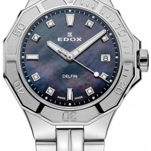 Edox Damklocka 53020-3M-NANND Delfin Blå/Stål Ø38 mm