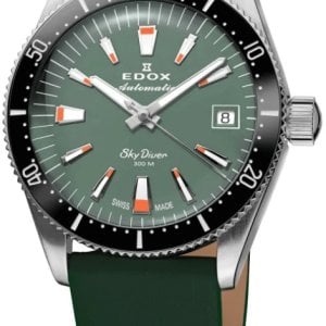 Edox Damklocka 80131-3NC-VI Skydiver Grön/Läder Ø38 mm