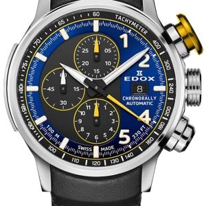 Edox Herrklocka 01129-TTNJCN-BUNJ Chronorally Blå/Gummi Ø45 mm