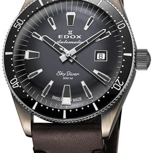 Edox Herrklocka 80126-3VIN-GDN Skydiver Grå/Läder Ø42 mm