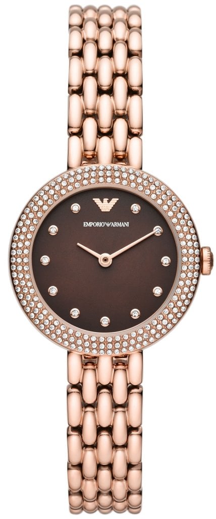 Emporio Armani Damklocka AR11418 Rosa Brun/Roséguldstonat stål Ø30