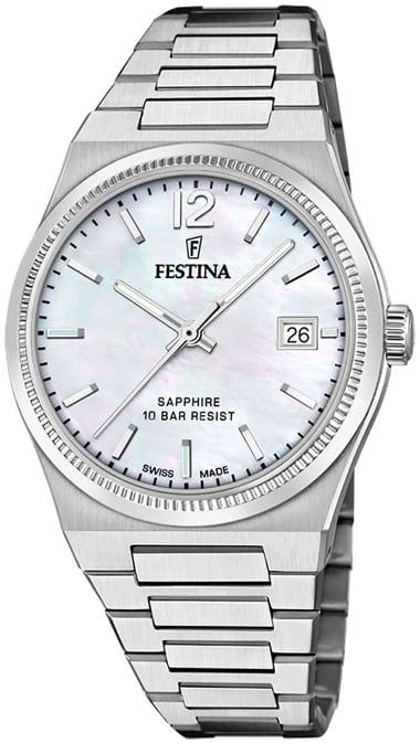 Festina Damklocka F20035-1 Swiss Made Vit/Stål Ø35 mm