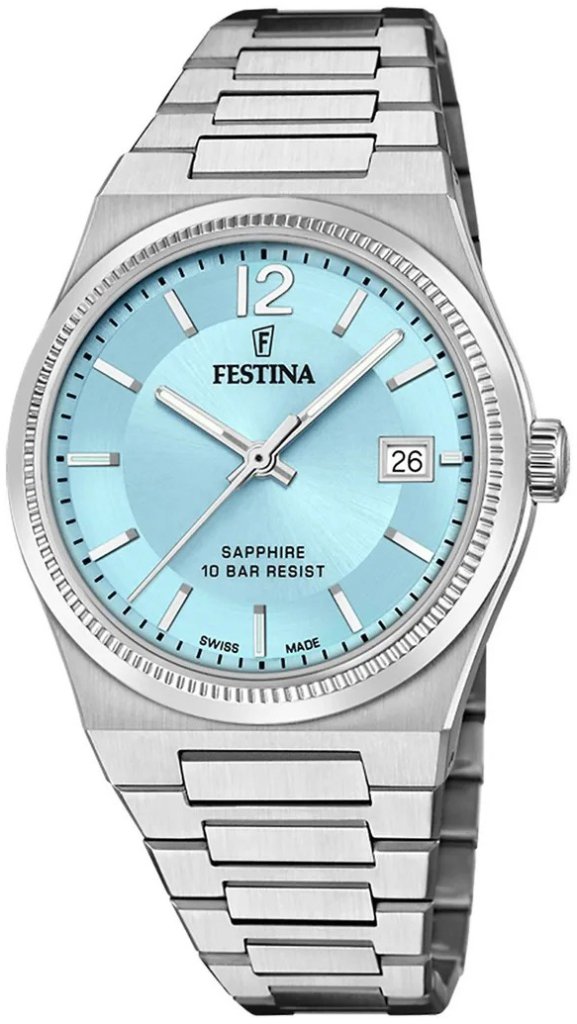 Festina Damklocka F20035-7 Swiss Made Blå/Stål Ø35 mm