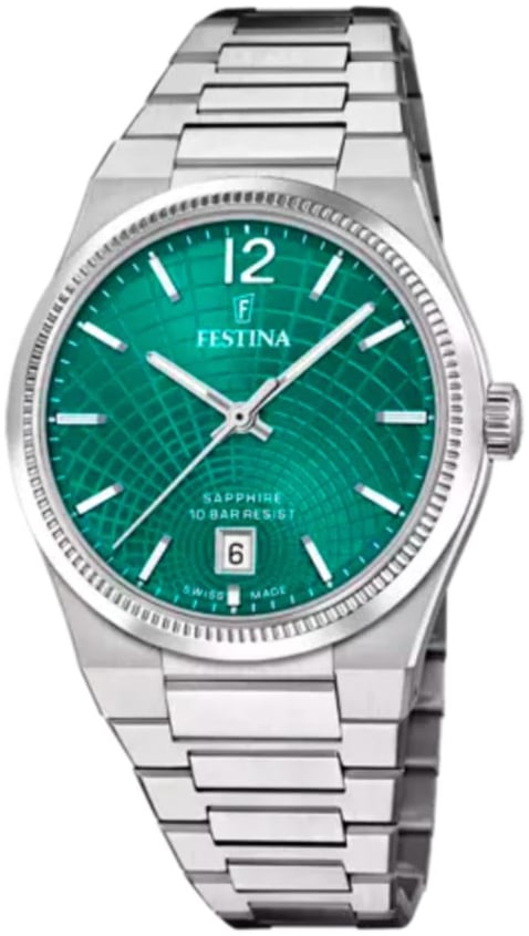 Festina Damklocka F20052-6 Swiss Made Grön/Stål Ø35 mm