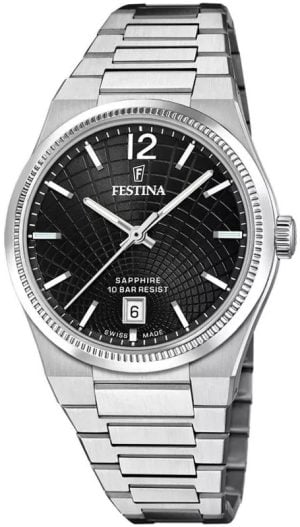Festina Damklocka F20052-8 Swiss Made Svart/Stål Ø35 mm