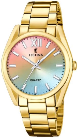 Festina Damklocka F20640-7 Boyfriend Flerfärgad/Gulguldtonat stål