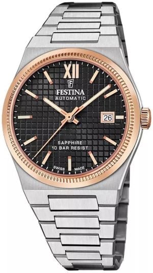 Festina Herrklocka F20030-3 Swiss Made Svart/Stål Ø40 mm