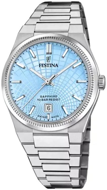 Festina Herrklocka F20051-3 Swiss Made Blå/Stål Ø40 mm