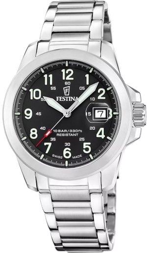 Festina Herrklocka F20081-4 Swiss Made Field Svart/Stål Ø41.8 mm